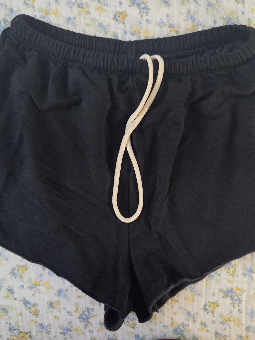 aerie Black Lounge Shorts with Cream Drawcord Tag